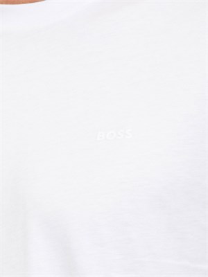 T-shirt Boss uomo in jersey di cotone bianco con logo tono su tono in UOMO