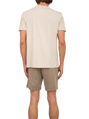 T-shirt Boss beige regular fit con logo a contrasto in UOMO