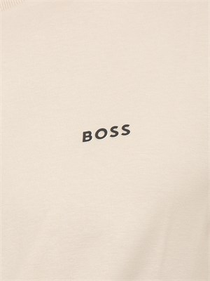 T-shirt Boss beige regular fit con logo a contrasto in UOMO