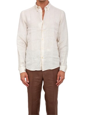 Camicia avorio botton down Boss uomo in lino in UOMO