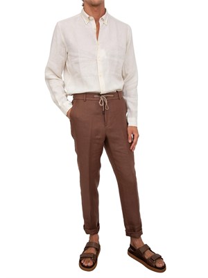 Camicia avorio botton down Boss uomo in lino in UOMO