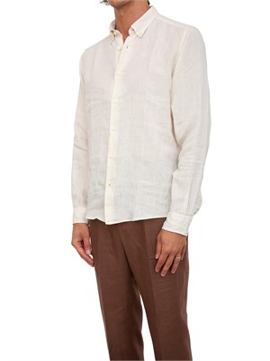 Camicia avorio botton down Boss uomo in lino in UOMO