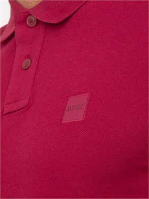 Polo Passenger Boss uomo in cotone rosso scuro con toppa logo ricamata in UOMO