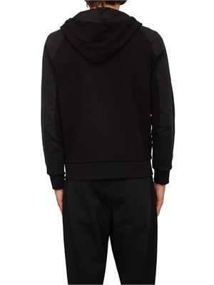 Felpa con cappuccio Boss nero con zip e toppa con logo in UOMO