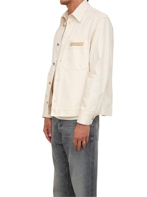 Giacca camicia uomo Emporio Armani in denim di cotone avorio in UOMO