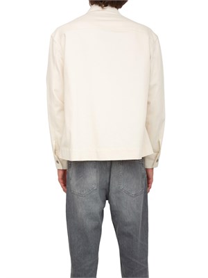 Giacca camicia uomo Emporio Armani in denim di cotone avorio in UOMO