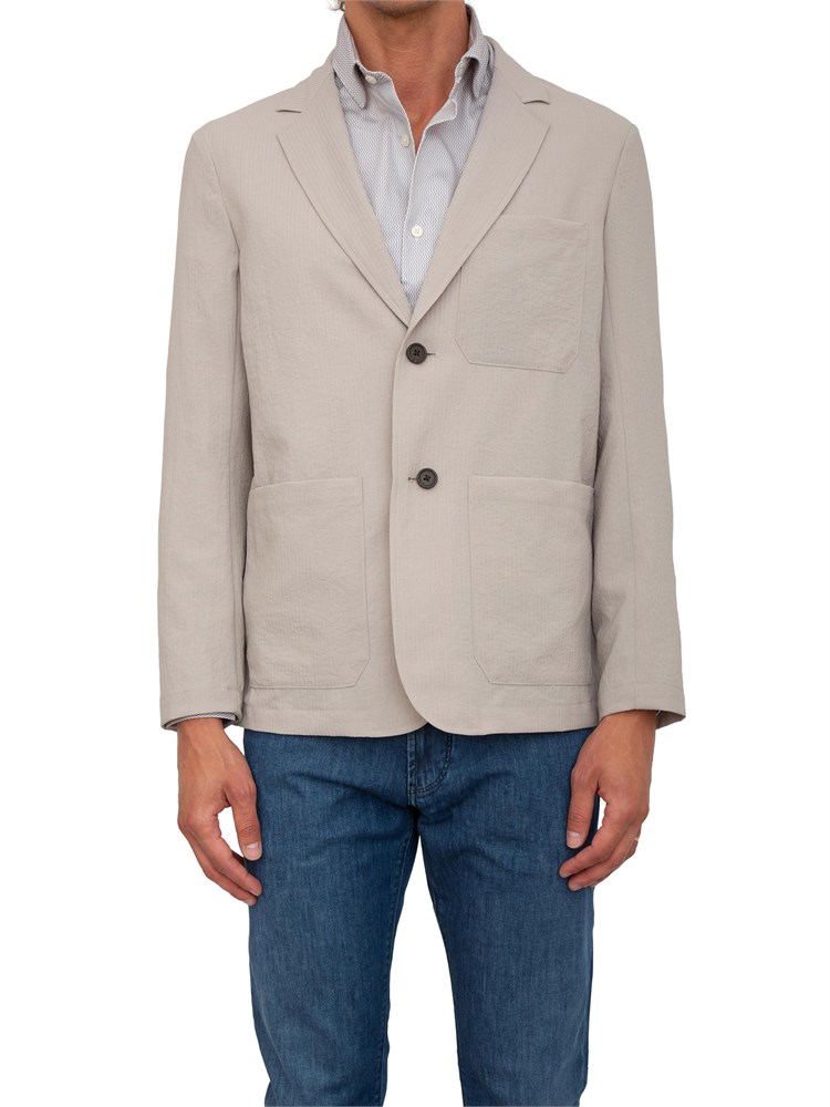 Giacca uomo monopetto Emporio Armani in nylon seersucker beige