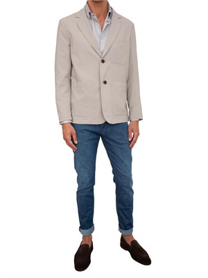 Giacca uomo monopetto Emporio Armani in nylon seersucker beige in UOMO