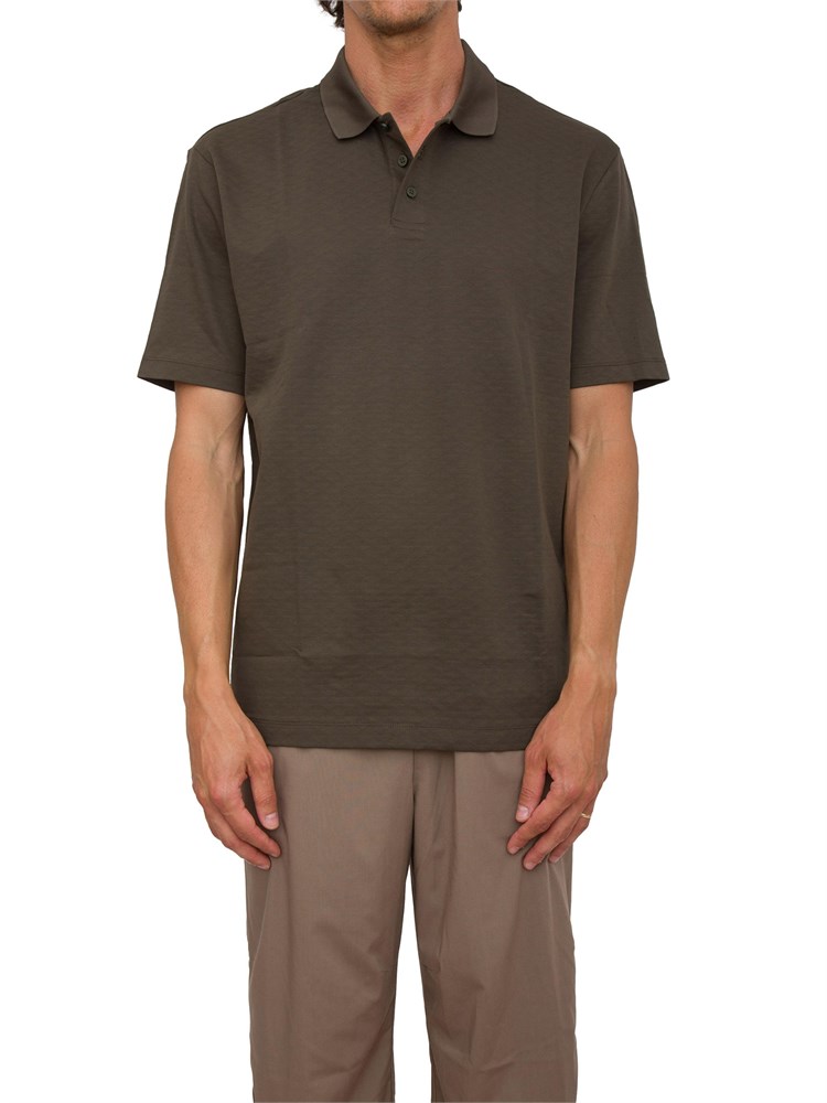 Polo A.X. verde in puro cotone con ricami all over