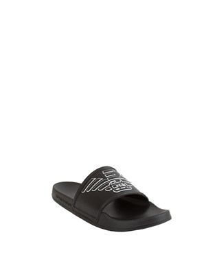 Ciabatte nere Emporio Armani con maxi logo Eagle in UOMO