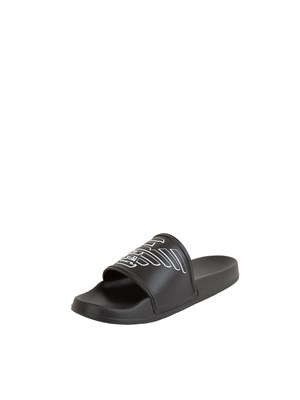 Ciabatte nere Emporio Armani con maxi logo Eagle in UOMO