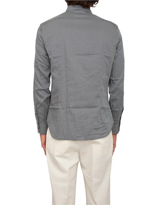 Camicia uomo Emporio Armani in cotone blu con logo aquila stampato all over in UOMO