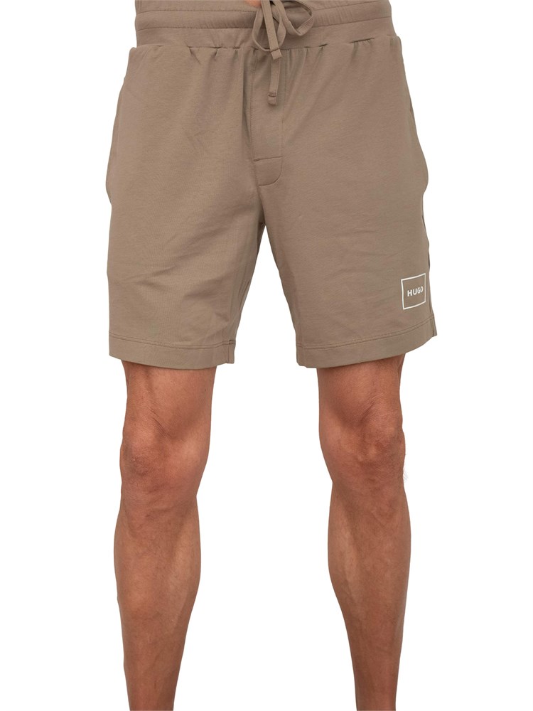 Bermuda Hugo in cotone elasticizzato con logo con cornice