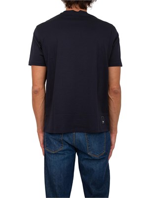 T-shirt Emporio Armani uomo in jersey di puro cotone blu con logo micro aquila in UOMO