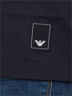 T-shirt Emporio Armani uomo in jersey di puro cotone blu con logo micro aquila in UOMO