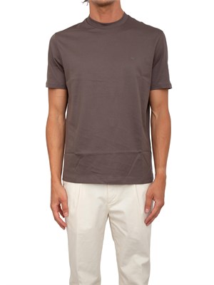 T-shirt Emporio Armani uomo in jersey di puro cotone taupe con logo micro aquila in UOMO