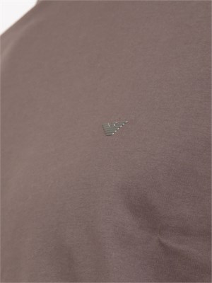 T-shirt Emporio Armani uomo in jersey di puro cotone taupe con logo micro aquila in UOMO