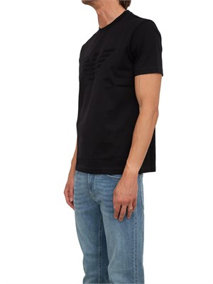 T-shirt blu Emporio Armani uomo con logo tono su tono in UOMO