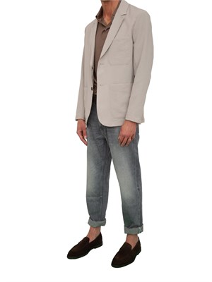 Polo marrone maniche lunghe Emporio Armani uomo in cotone fluido e lucido in UOMO