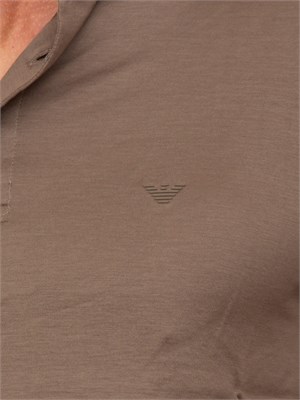Polo marrone maniche lunghe Emporio Armani uomo in cotone fluido e lucido in UOMO