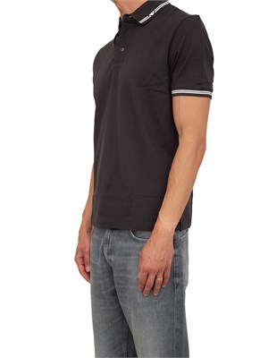 Polo nera Emporio Armani uomo con collo e maniche profilate a contrasto in UOMO