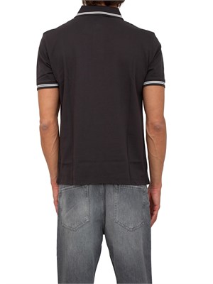 Polo nera Emporio Armani uomo con collo e maniche profilate a contrasto in UOMO