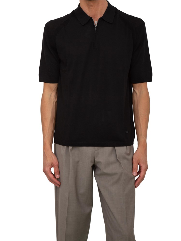 Maglia nera maniche corte Emporio Armani uomo in misto lyocell