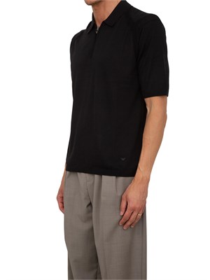 Maglia nera maniche corte Emporio Armani uomo in misto lyocell in UOMO