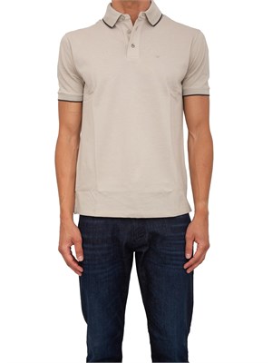 Polo Emporio Armani in piquet stretch beige con profili a contrasto in UOMO