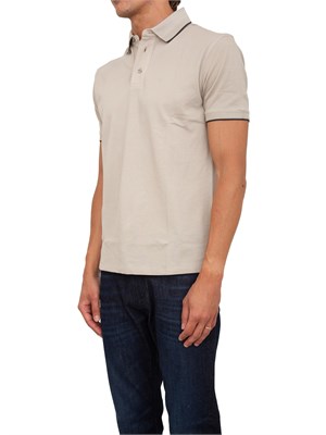 Polo Emporio Armani in piquet stretch beige con profili a contrasto in UOMO