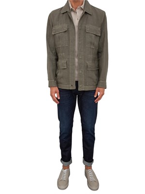 Polo Emporio Armani in piquet stretch beige con profili a contrasto in UOMO