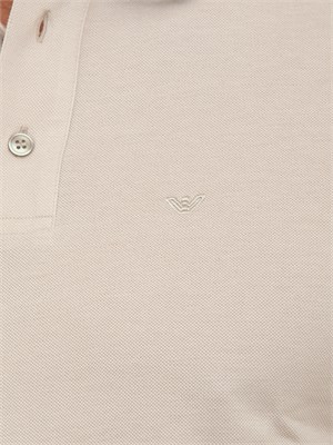 Polo Emporio Armani in piquet stretch beige con profili a contrasto in UOMO
