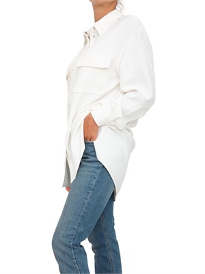 Camicia Twinset Actitude in crêpe piquet bianco con tasconi applicati avanti in DONNA