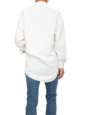 Camicia Twinset Actitude in crêpe piquet bianco con tasconi applicati avanti in DONNA