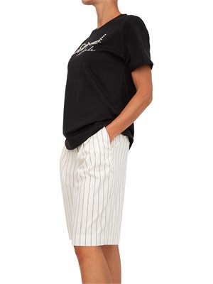 T-shirt nera Twinset Actitude in cotone con logo lurex in DONNA