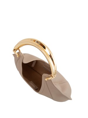 Borsa hobo beige Elisabetta Franchi con manico in metallo oro in DONNA