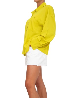 Camicia Twinset Actitude in crêpe de Chine verde lime con tasca avanti in DONNA
