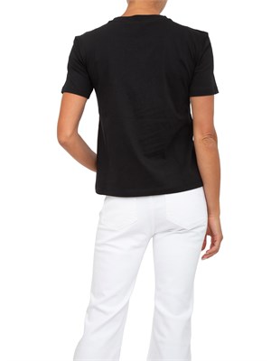 T-shirt Twinset in cotone nero con ricamo Oval T in DONNA