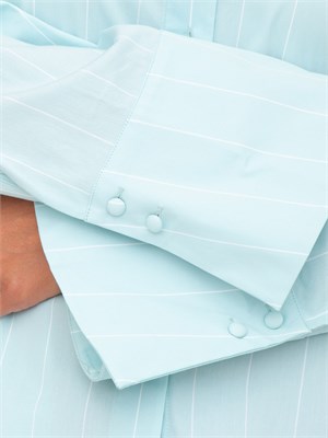 Camicia Twinset Actitude in popelin tinto filo verde a riche con ricamo castoni in DONNA