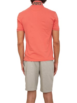 Polo uomo La Martina in cotone corallo con patch numero 3 e logo sottocollo in UOMO