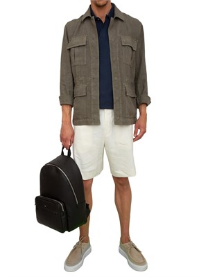 Polo uomo La Martina in cotone blu con patch numero 3 e logo sottocollo in UOMO