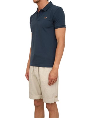 Polo uomo La Martina in cotone blu con logo sul petto e logo sul sottocollo in UOMO