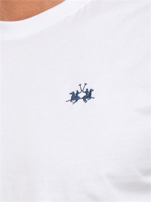T-shirt uomo La Martina in cotone bianco con ricamo logo a contrasto in UOMO