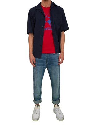 T-shirt uomo La Martina in cotone rosso con logo grande a contrasto in UOMO
