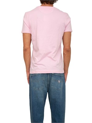 T-shirt uomo La Martina in cotone rosa con logo grande a contrasto in UOMO