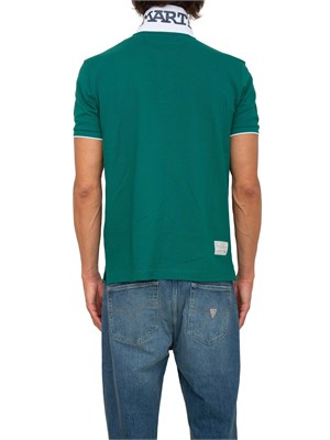 Polo uomo La Martina in cotone verde con logo grande e sottocollo con logo a contrasto in UOMO