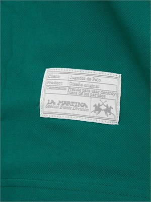 Polo uomo La Martina in cotone verde con logo grande e sottocollo con logo a contrasto in UOMO