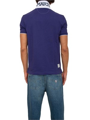 Polo uomo La Martina in cotone blu con logo grande e sottocollo con logo a contrasto in UOMO