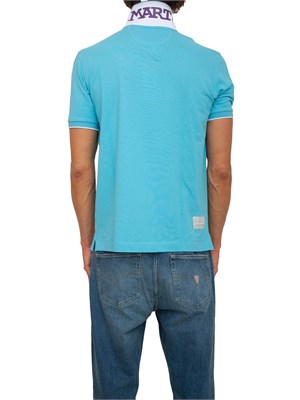 Polo uomo La Martina in cotone azzurro con logo grande e sottocollo con logo a contrasto in UOMO
