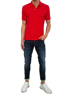 Polo uomo La Martina in cotone rosso con ricamo logo a contrasto in UOMO